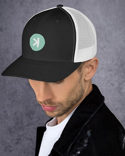 KASPA Crypto Logo Trucker Cap One Size, Black/White, Black/ White, One Size