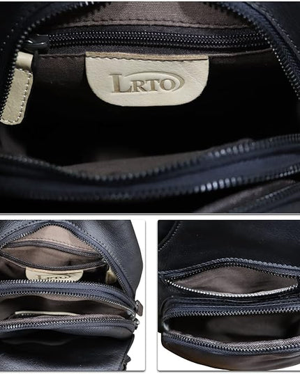 Genuine Leather Sling Bag Crossbody Purse Handmade Hiking Daypack Motorcycle Bag Retro Shoulder Backpack Vintage Chest Bag (Darkgrey)