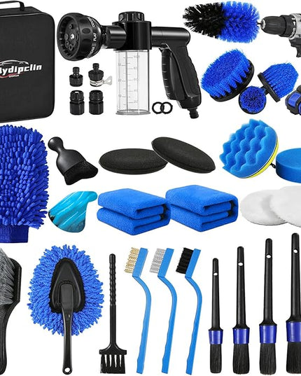 35Pcs Car Detailing Kit, Car Detailing Brush Set, Car Wash Cleaning Kit, Car Detailing Brushes, Professional Car Care Kit for Interior Exterior Wheels, Blue