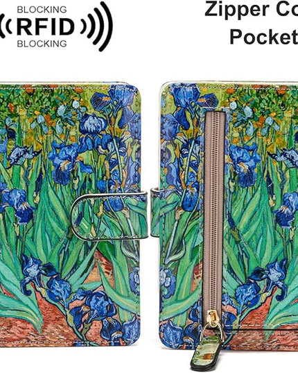Passport Holder for Travel Essentials, RFID Blocking Passport Wallet Cover with Magnetic Closure, Passport Book Holders for Women and Men (Irises)