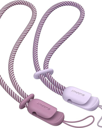 SURPHY 2 Pack Phone Lanyard for Cellphone Case, Phone Wrist Strap for Case, Cellphone Strap with 2-Color Braided, Charm Wrist Lanyard for Women and Men, Lilac & Lilac Purple