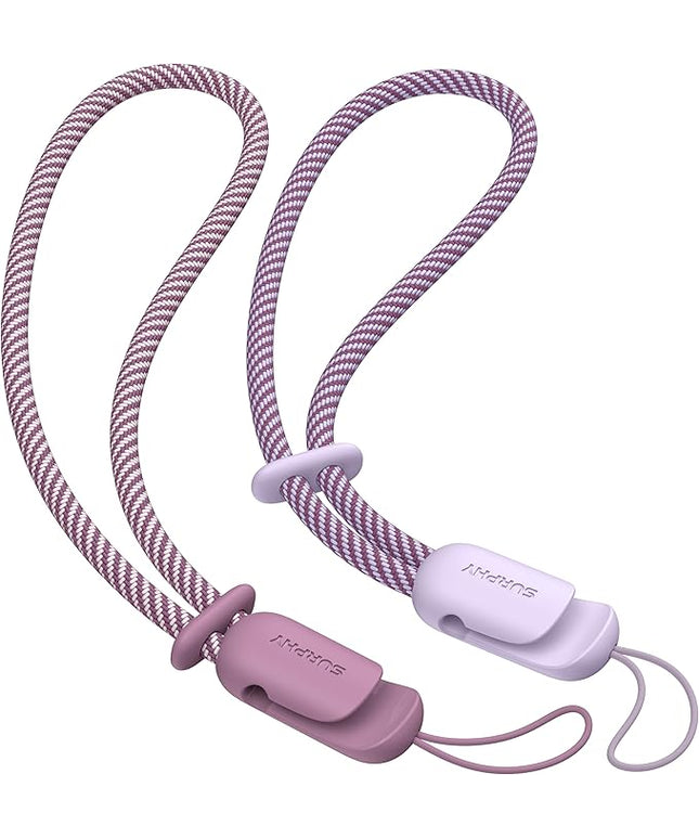 SURPHY 2 Pack Phone Lanyard for Cellphone Case, Phone Wrist Strap for Case, Cellphone Strap with 2-Color Braided, Charm Wrist Lanyard for Women and Men, Lilac & Lilac Purple