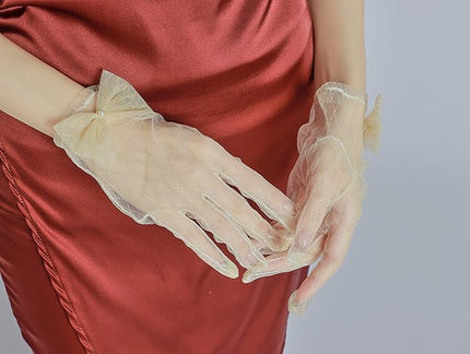 Sahabowi Satin Gloves Formal Bridal Banquet Party Wedding Opera Solid Colorful Mitten For Women