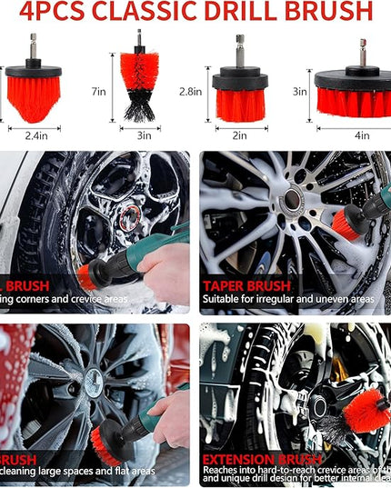 35Pcs Car Detailing Kit, Car Cleaning Kit with Windshield Cleaning Tool and Tool Box, Interior & Exterior Auto Care Supplies and Brushes (B：35PCS-R)