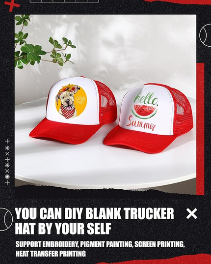 10 Pcs Sublimation Blank Trucker Hats Bulk Mesh Baseball Cap Polyester Mesh Trucker Hat for Men and Women