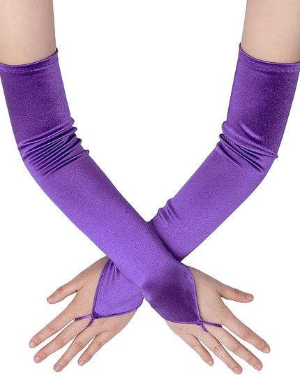 BABEYOND Long Opera Party 20s Satin Gloves Stretchy Adult Size Elbow Length
