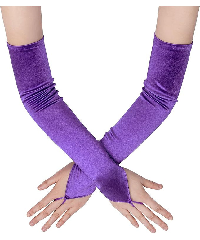 BABEYOND Long Opera Party 20s Satin Gloves Stretchy Adult Size Elbow Length