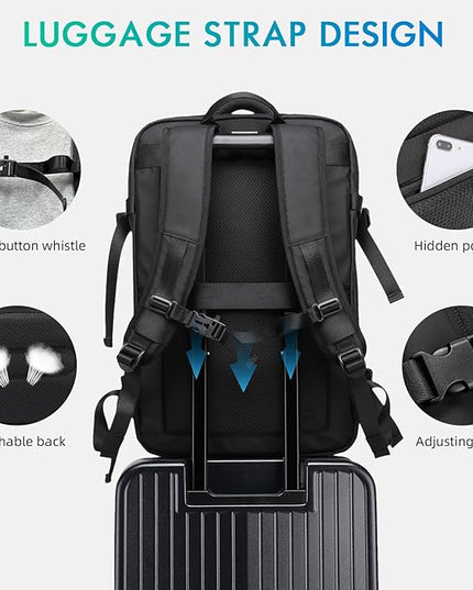 50L Carry on Travel Backpack, Expandable Airline Approved Backpacks with 3 Packing Cubes Fit 17.3 inch Laptop Suitcase backpack for Men Women(Black)