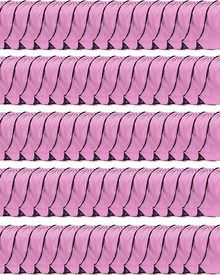 GoodtoU Nylon Backpacks - Drawstring Bags for Sport, Traveling, Team (Pink, 80Pcs)