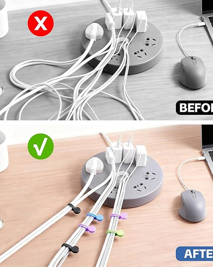 10 Pcs Reusable Magnetic Cord Organizers, Silicone Magnetic Cable Ties with Strong Magnets for Cable Bundling & Holding Bookmarks - Cord Ties for Electronics - Suitable for Office, Home, School