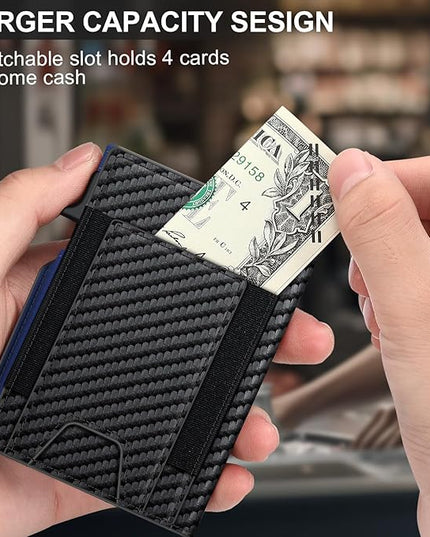 Wallet for Men Wallet with Slim Pop Up Card Holder 9-13 Cards, Bifold Minimalist Smart Wallet RFID Blocking Credit Card Holder with ID Window & Stretchable Cash Slot Compact Metal Aluminum Card Case