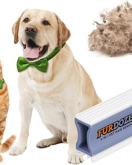 FurDozer Pet Hair Remover & Auto Detailing Tools - Cat & Dog Hair Remover for Carpets, Car Interiors, Couches, Bedding, & Pet Furniture (Purple, X3 MINI - 3.5" Long)