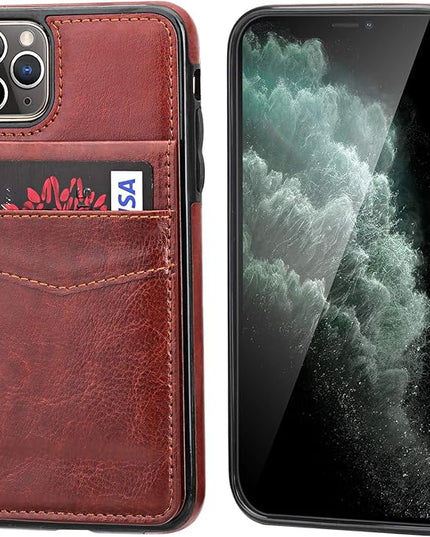KIHUWEY Compatible with iPhone 11 Pro Max Case Wallet with Credit Card Holder, Premium Leather Magnetic Clasp Kickstand Heavy Duty Protective Cover for 11 Pro Max 6.5 Inch(Brown)