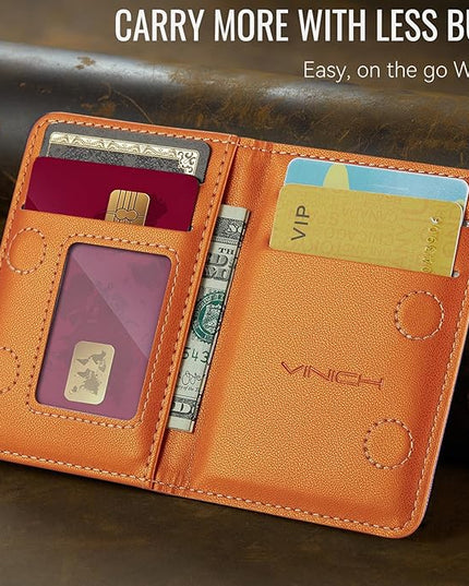 Vinich for MagSafe Wallet Magnetic RFID Blocking Card Holder Compatible with MagSafe Phones and Cases, Strong Magnet Minimalist Phone Wallet for iPhone 17/16/15/14/13/12/Pro/Max/Plus, Orange