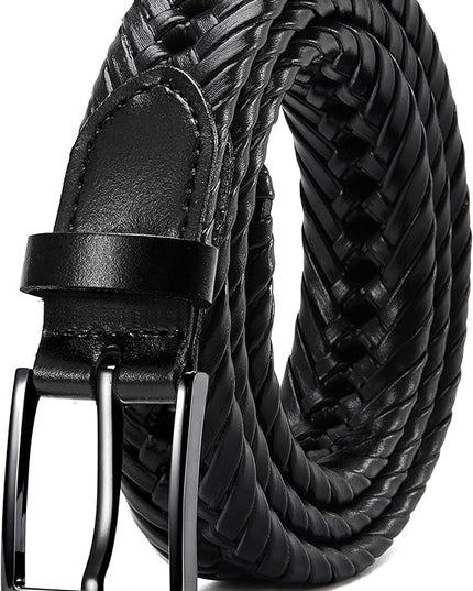 CHAOREN Leather Braided Belts for Men - 1 1/8" Mens Casual Woven Leather Belt for Dress Pant