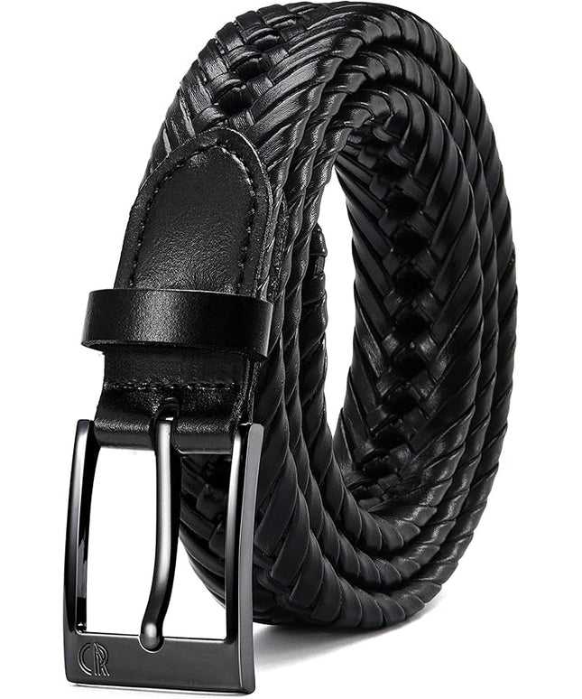 CHAOREN Leather Braided Belts for Men - 1 1/8" Mens Casual Woven Leather Belt for Dress Pant