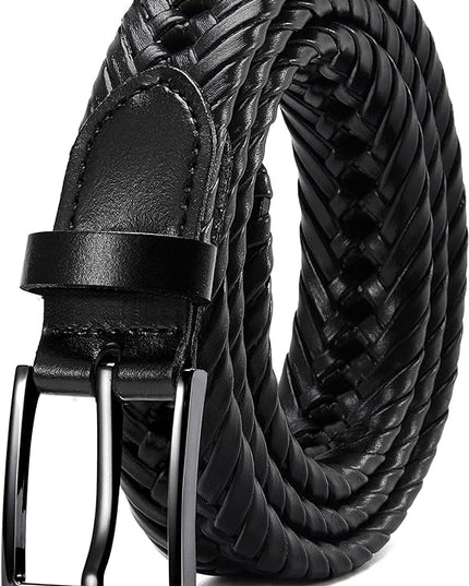 CHAOREN Leather Braided Belts for Men - 1 1/8" Mens Casual Woven Leather Belt for Dress Pant
