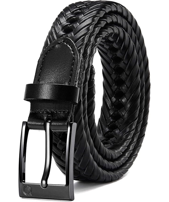 CHAOREN Leather Braided Belts for Men - 1 1/8" Mens Casual Woven Leather Belt for Dress Pant