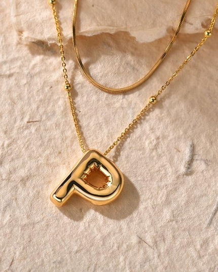 LUCA SMITH Initial Necklaces for Women, Dainty Balloon Bubble Letter, Name Letter Alphabet Pendant Layered Choker Chain Jewelry Gift