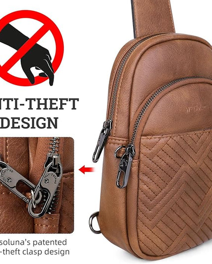 Leather Crossbody Bags for Women Small Sling Bag Anti Theft RFID Chest Purse Fanny Pack for Travel