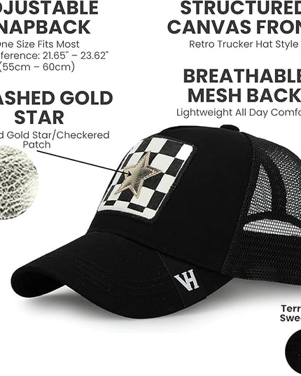 VINTAGE HAVANA Trucker Hats Women | Mesh Adjustable Snapback Hat | Men & Women Cute Trendy Fashion Baseball Cap