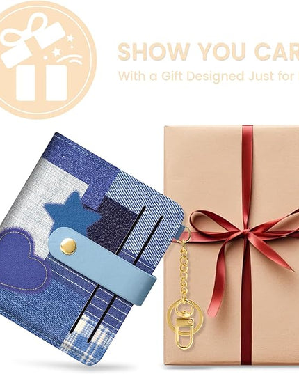 Sodsay Small Slim Wallet Women RFID Blocking, PU Leather Bifold Ladies Wallet with Zipper Coin Pocket, Thin Cute Travel Card Wallets for Girls, Blue Deep Wish