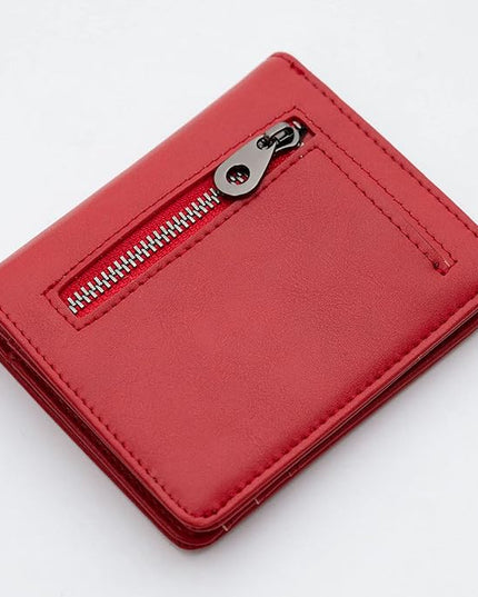 Alldaily Small RFID Wallet for Women Slim Compact Bifold Pocket Ladies Travel Mini Purse (Red)