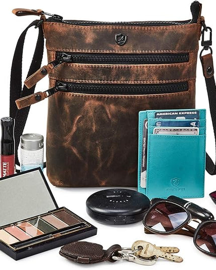 Crossbody Sling Bag for Women Small Real Leather Purse Vintage Travel Crossover Shoulder Bag Handmade