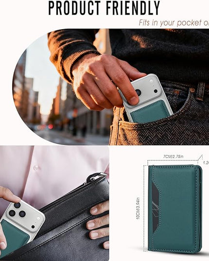 ASAPDOS for MagSafe Wallet,Magnetic Card Holder RFID Blocking Wallet with 5 Card Slots & Cash Pocket for iPhone 17/16/ 15/14/ 13/12/ Pro/Max/Plus/Air Blue Green