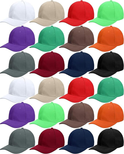 Handepo 24 Pcs Blank Baseball Cap Adjustable Back Strap Plain Blank Camouflage Hat Unisex Baseball Cap for Trucker Men Women