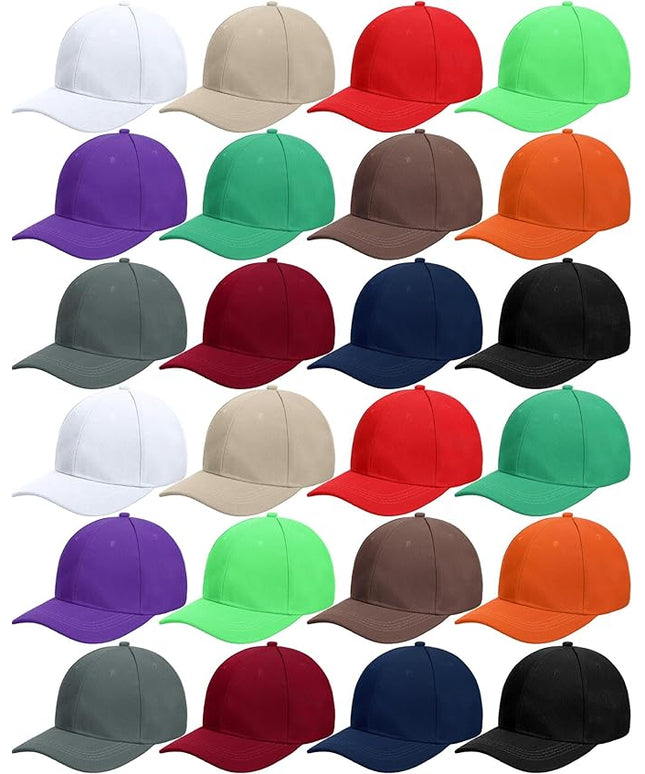 Handepo 24 Pcs Blank Baseball Cap Adjustable Back Strap Plain Blank Camouflage Hat Unisex Baseball Cap for Trucker Men Women
