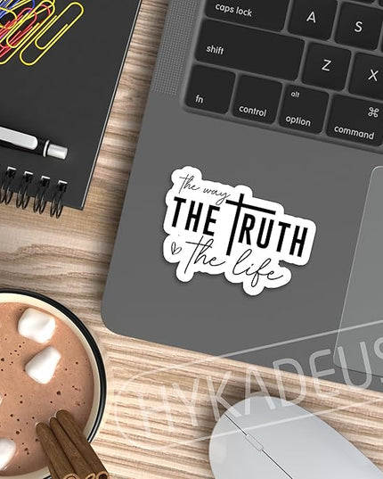 (3Pcs) Jesus The Way The Truth The Life Sticker, Christian Religious Faith Sticker, Cross Stickers, Waterproof Vinyl Decals for Books Laptops Phones Tumblers Water Bottles, 3 x 2.2 Inch