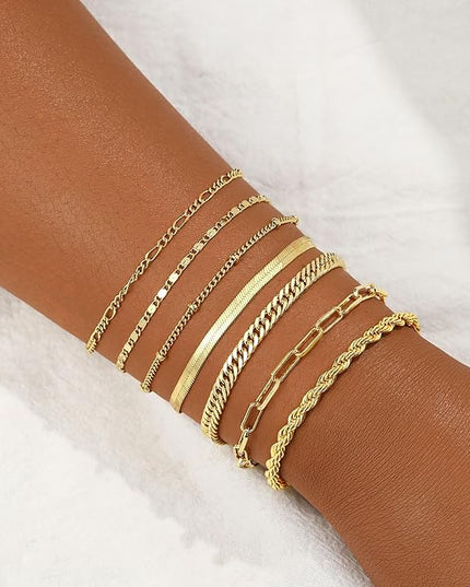 BERISO Gold Bracelets for Women, Elegant Adjustable 14K Gold Plated Bracelet for Women, Trendy Minimalist Dainty Gold Bracelet for Everyday Wear