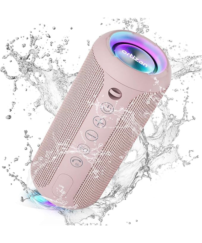 Ortizan Portable Bluetooth Speakers, IPX7 Waterproof Wireless Speaker with 24W Loud Stereo Sound, Deep Bass, Bluetooth 5.3, RGB Lights, Dual Pairing, 30H Playtime for Home, Outdoor, Party