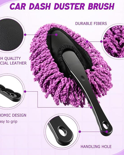 16 Pcs Windshield Cleaner Tool, Car Cleaning Kit with Various Detailing Brushes Set Spray Bottle Cleaner Towel Cleaning Gel Accessories Car Interior Detailing Kit for Windows Vents(Purple)
