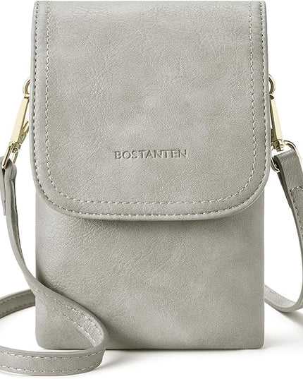 BOSTANTEN Vegan Leather Small Crossbody Bags for Women Designer Cell Phone Bag Wallet Purses Adjustable Strap