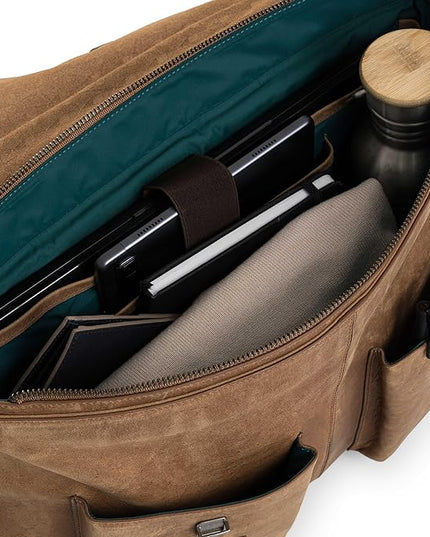 VELEZ Leather Messenger Bag for Men and Women | Vintage Briefcase for 17 inch Laptop | Work Bag Crossbody Laptop Bag
