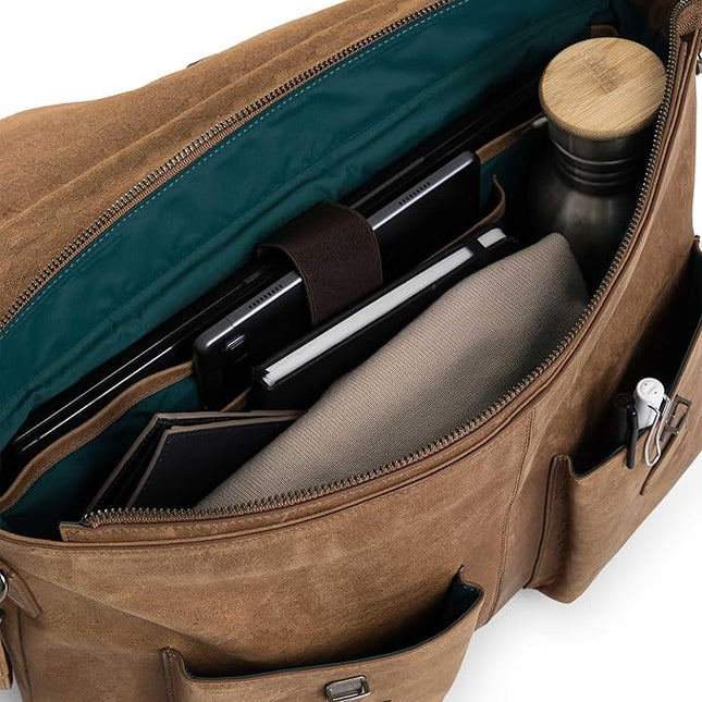 VELEZ Leather Messenger Bag for Men and Women | Vintage Briefcase for 17 inch Laptop | Work Bag Crossbody Laptop Bag