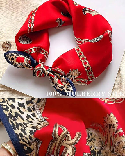 100% Mulberry Silk Scarf for Women Hair Lightweight Square Neckerchief Wrap For Head Scarves 21"