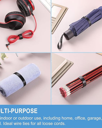200 PCS 8 Inches Reusable Cable Ties | Adjustable Cord Wraps, Cable Straps | Hook & Loop Cord Organizer, Cable Management