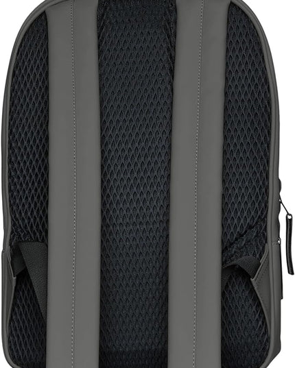 RAINS Book Daypack Regular Grey Laptop Backpack for Men and Women, Waterproof Black Minimalist Commuter Bag with 15”-16"