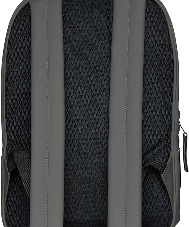 RAINS Book Daypack Regular Grey Laptop Backpack for Men and Women, Waterproof Black Minimalist Commuter Bag with 15”-16"