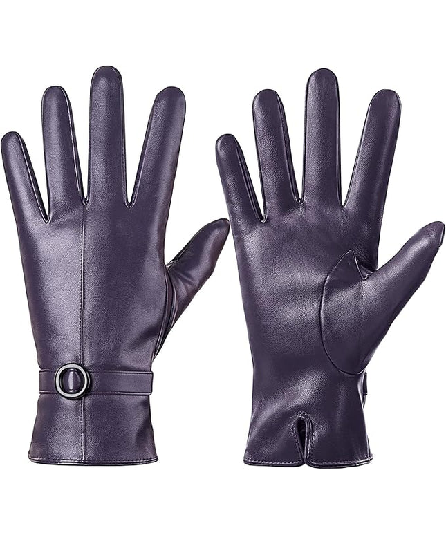 Dsane Womens Winter Leather Gloves Touchscreen Texting Warm Driving Lambskin Gloves for Christmas Gifts