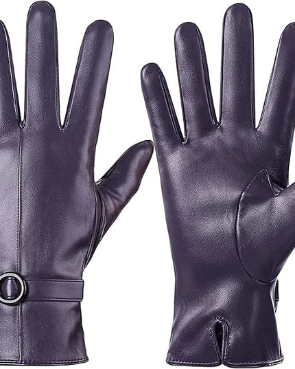 Dsane Womens Winter Leather Gloves Touchscreen Texting Warm Driving Lambskin Gloves for Christmas Gifts