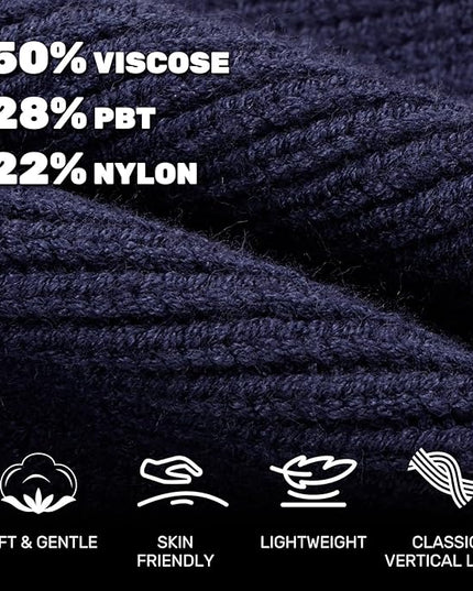 OKKLE Unisex LED Beanie with Light, USB Rechargeable Headlamp Hat, Winter Gifts for Men Women Husband Him Dark Blue