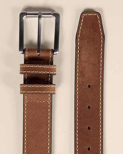 Amazon Essentials mens Stitched Edge Leather Belt