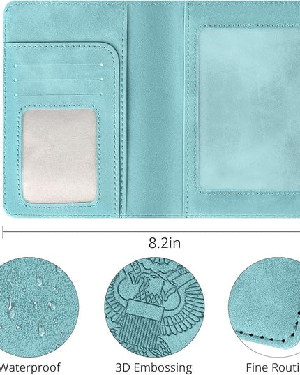 Passport Holder for Travel Essentials,RFID Blocking Passport Cover Wallet Card Case for Women and Men (Light Green)