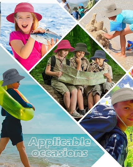 Century Star Outdoor Kids Sun Hat UPF 50+ Quick Dry Adjustable Bucket Hat Windproof Waterproof Beach Fishing Safari Hat