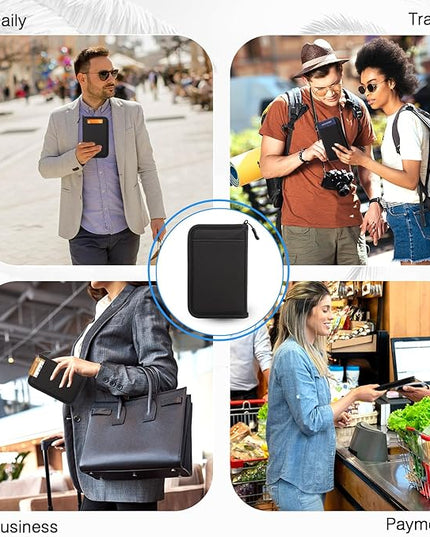 Single Passport Holder for Travel, RFID Travel Document Organizer for Women Waterproof Passport Wallet Men Portable Case for Cards, Boarding Pass, ID, Money, Tickets with Zipper