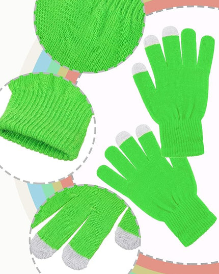 Pangda 12 Pairs Winter Touch Screen Gloves for Men Women Stretch Knitted Texting Gloves Warm Windproof Solid Color Mittens